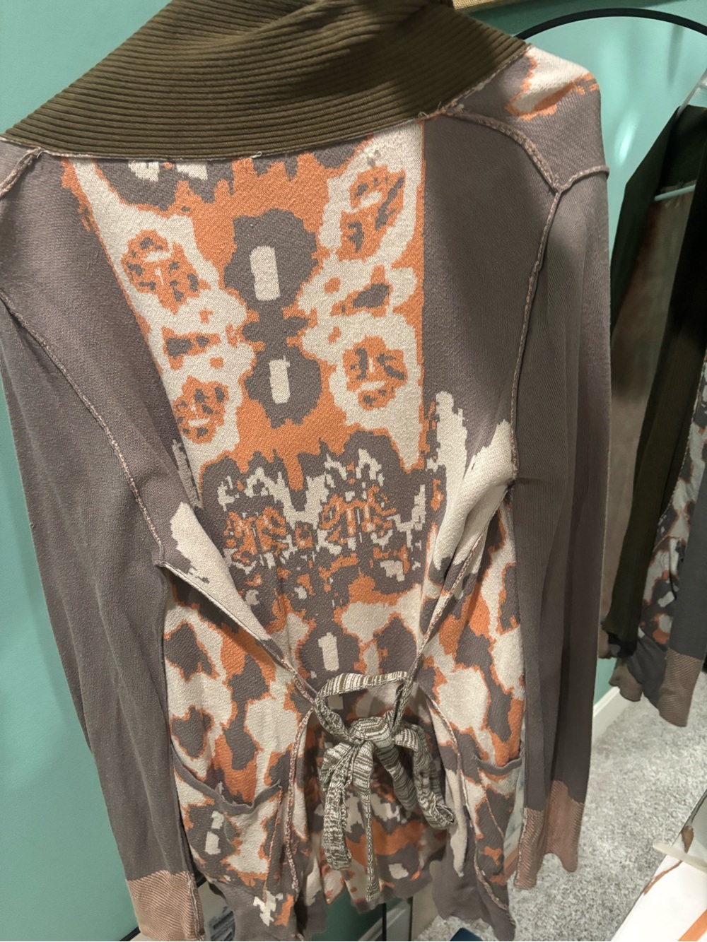 BKE Brown and Burnt Orange Knit Open Cardigan